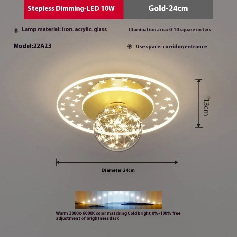 Modern ceiling lamp with three-colour LED lighting for corridors and hallways