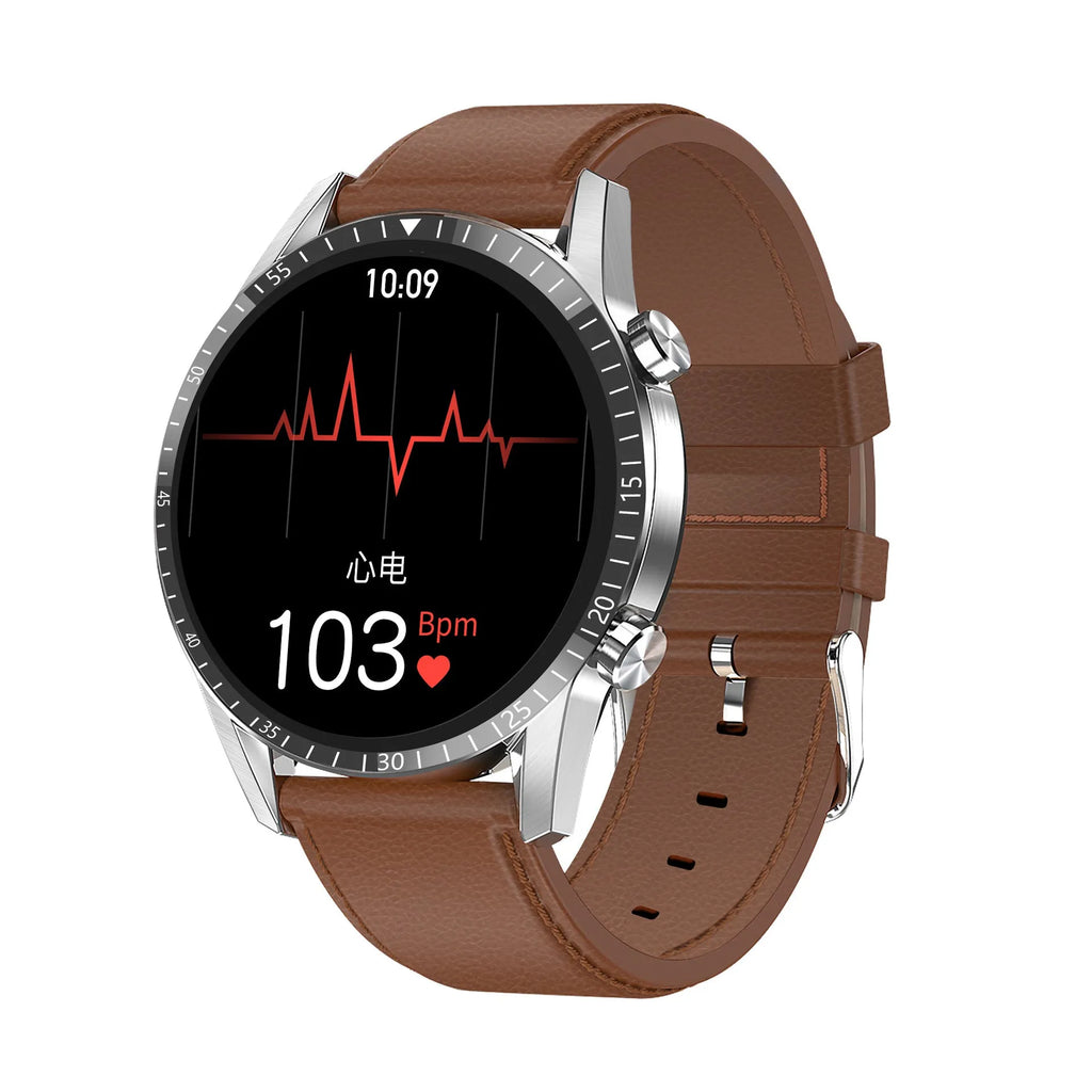 Round smartwatch with Bluetooth calling on wrist, showing dark colour option with fitness tracking display