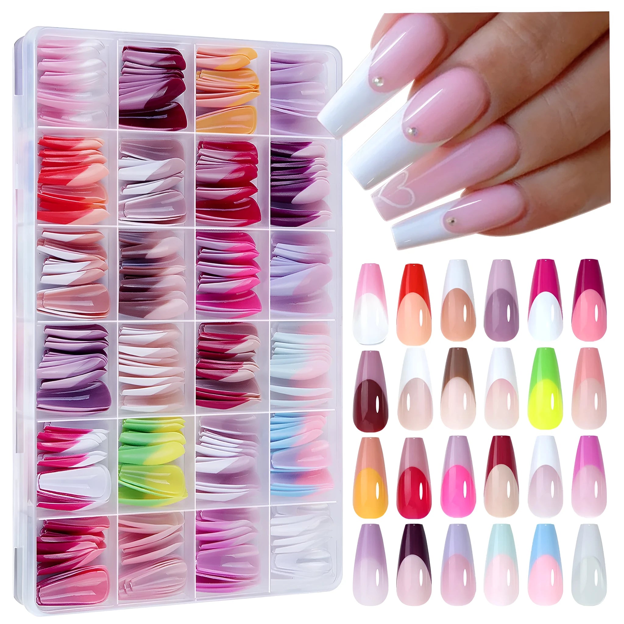 French wear removable nail stickers box with 288 seamless pieces for home manicures