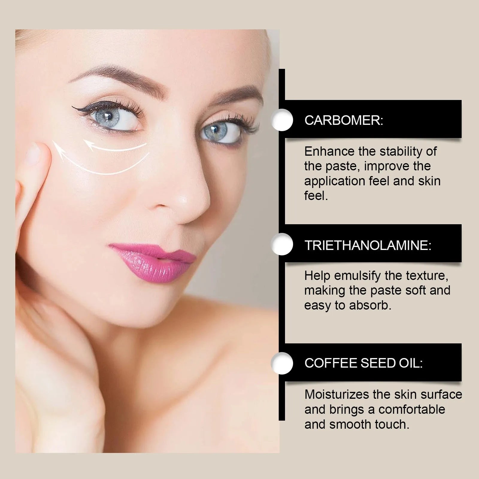 Moisturising and skin lightening facial mask measuring 5.1x3.9cm with nourishing formula