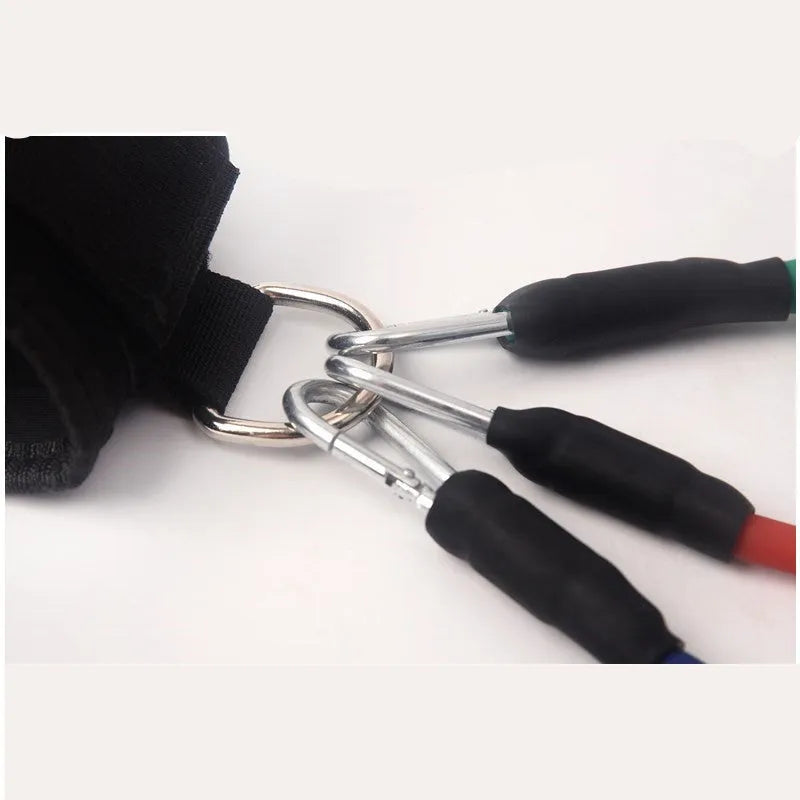 Black Taekwondo training pull rope set for leg strength and explosive force development
