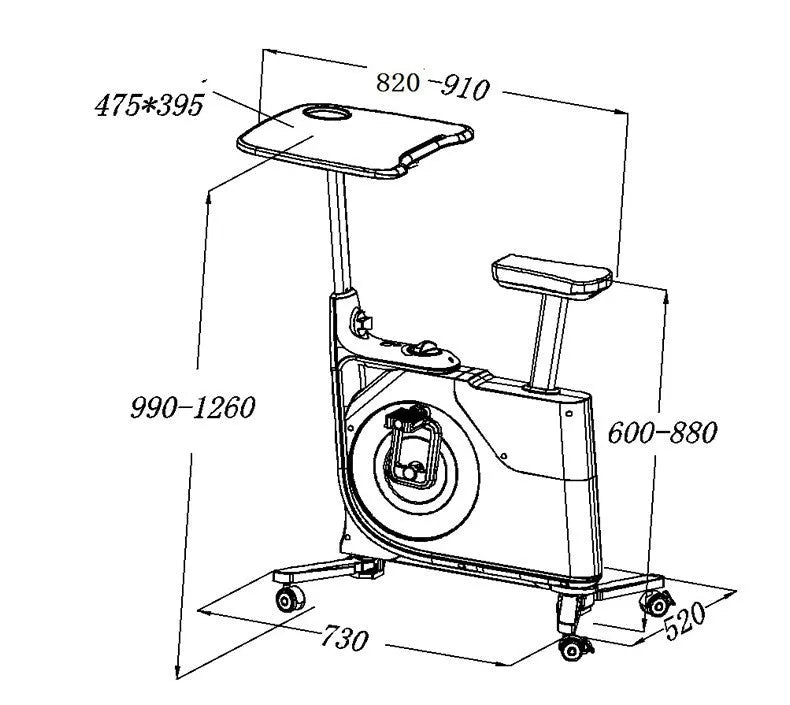 Small upright magnetic desk exercise bike with belt drive flywheel in apple green and cool black colour options