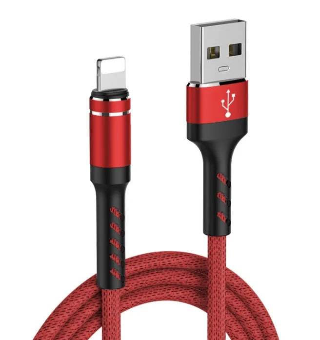 1m nylon braided aluminium alloy USB charging cable compatible with Apple iPhone and iPad in black