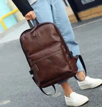 PU men's shoulder bag with soft surface, double straps, and soft handle in square vertical shape