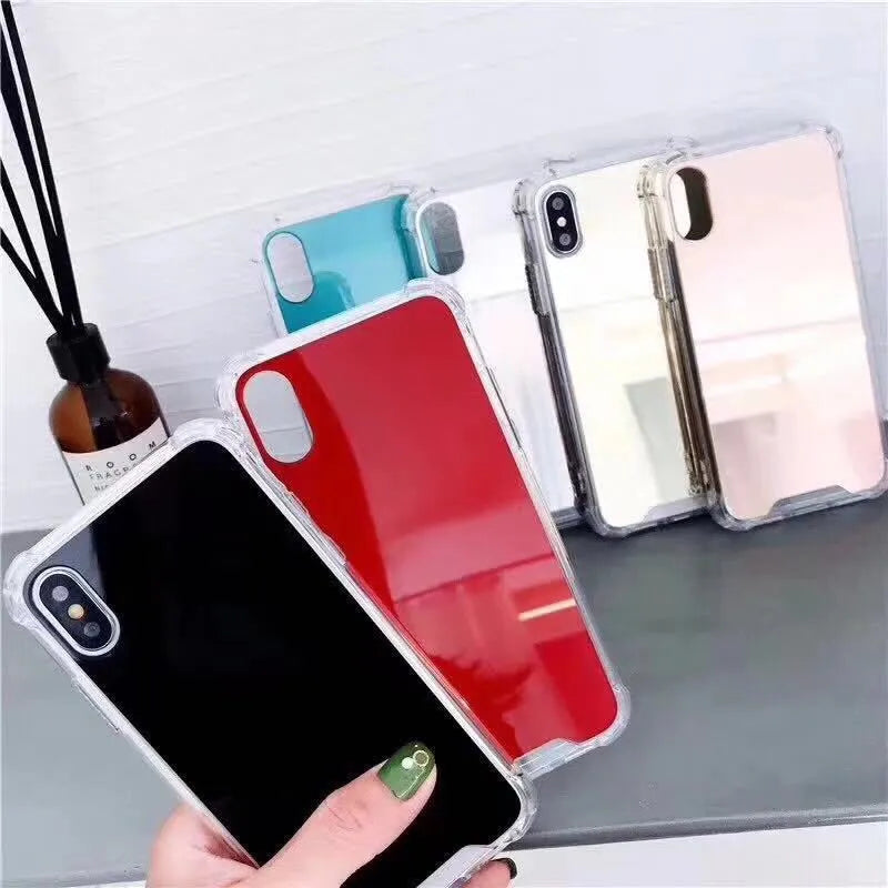 Mirror finish TPU protective case for iPhone in various colours.