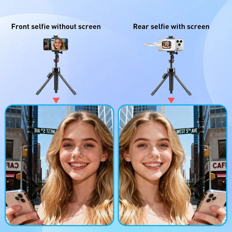White universal mobile phone screen mirroring device made from PC and glass for selfies, live streaming, car, and desktop use