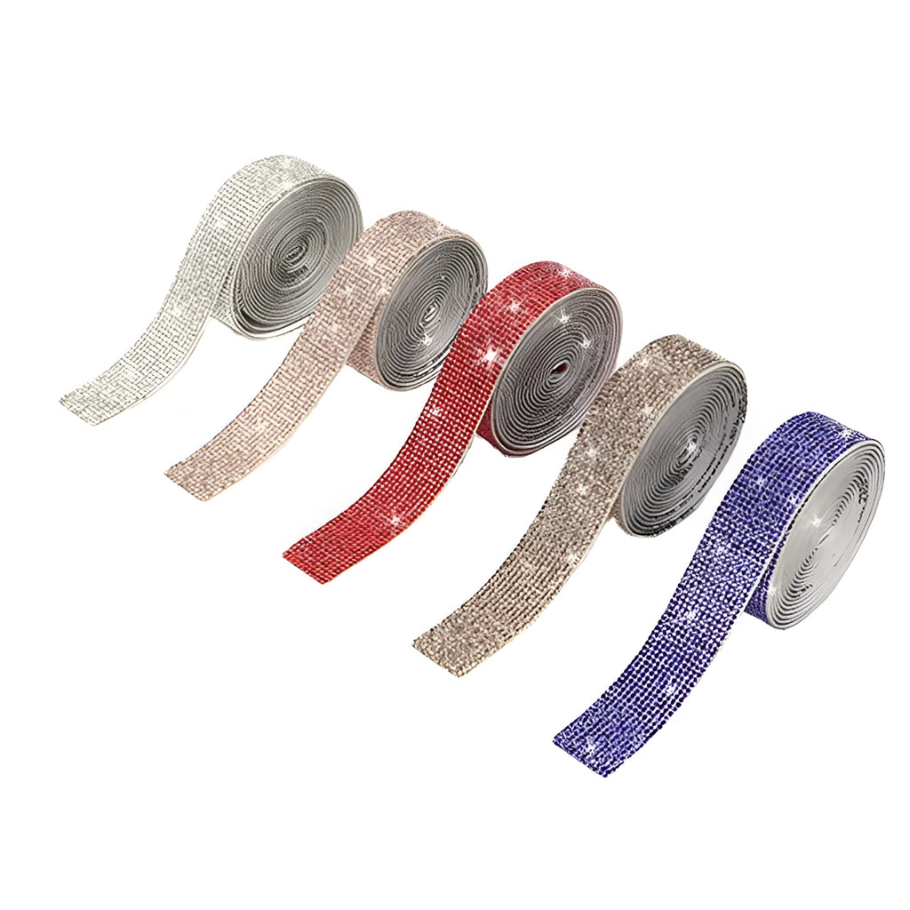 Glass self-adhesive water drill strip in white and AB colour for clothing and shoe decoration