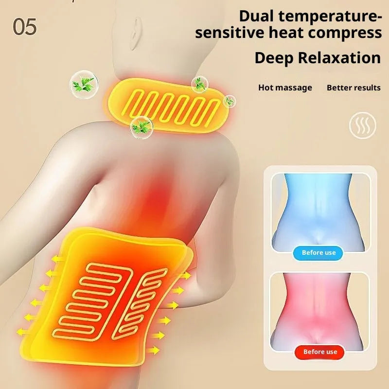 Full body automatic massager with diamond-pattern artificial leather mattress and handheld wired control