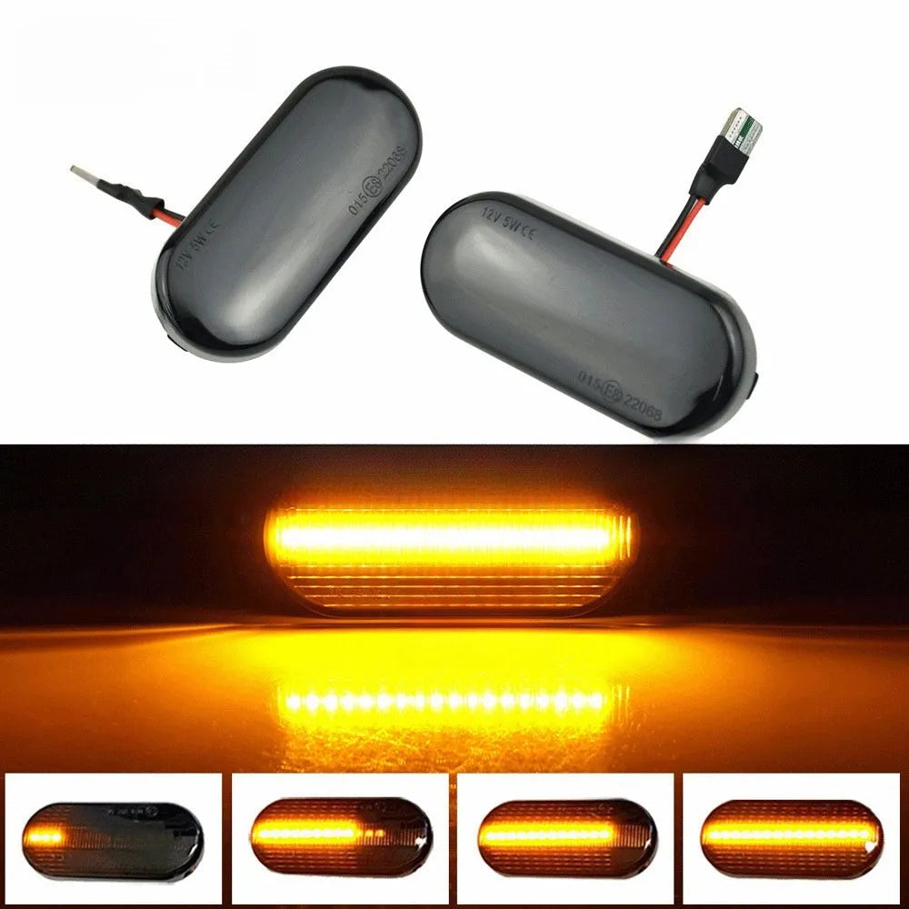 Flowing water style side turn signal lamp for Skoda Octavia 1U in blackened shell and crystal case options.