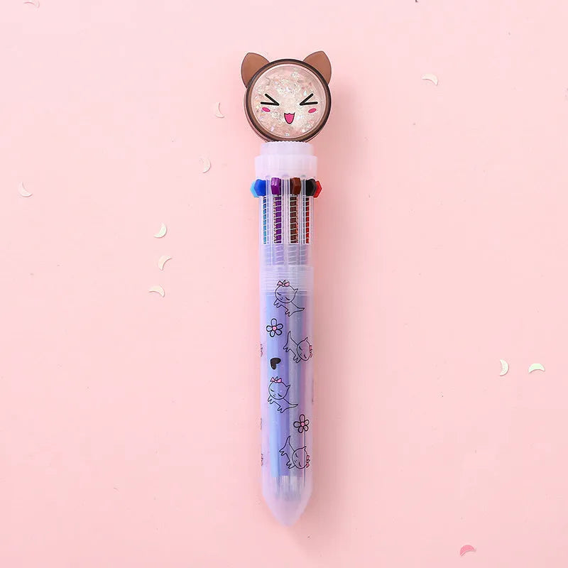 0.5mm automatic pencil with colourful cat design, length 15cm.