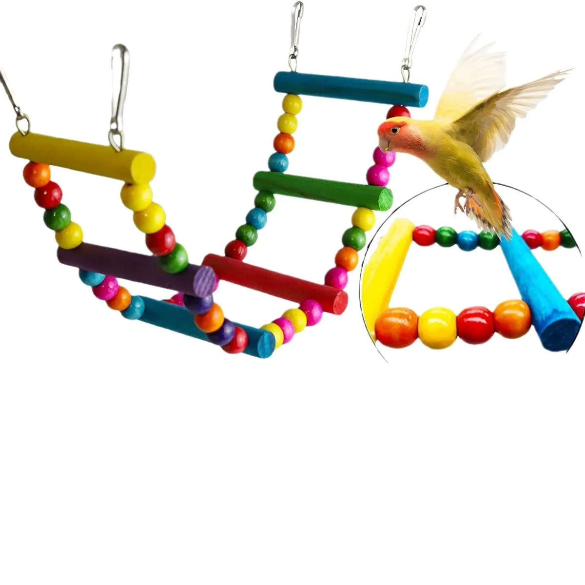 Seven-piece wooden parrot toy set for bird cage accessories, wooden play pieces for parrots and birds