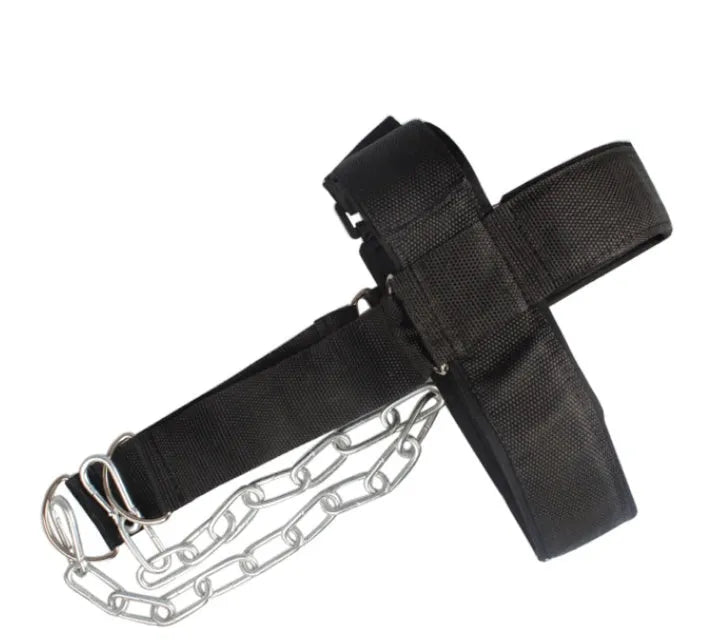 Black head and neck trainer harness with adjustable straps for shoulder and neck strength training