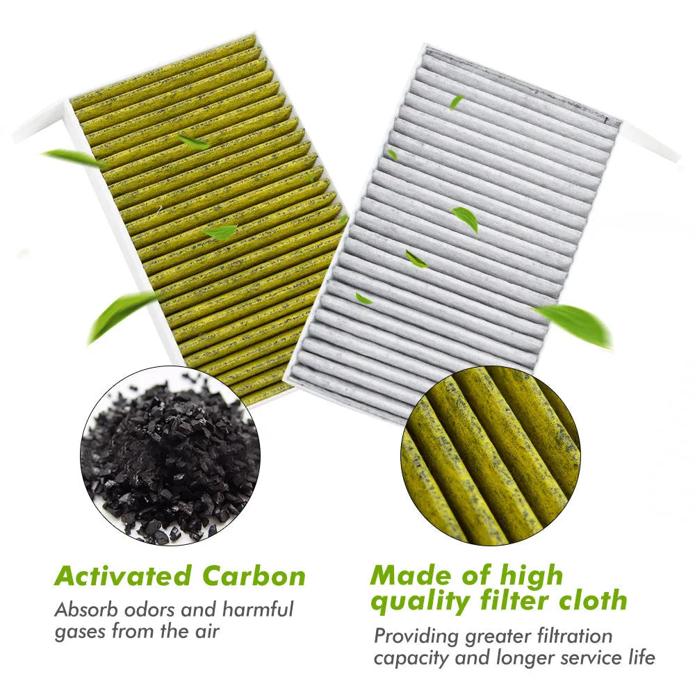 Tesla Model 3 cabin air filter with activated carbon and non-woven cloth media