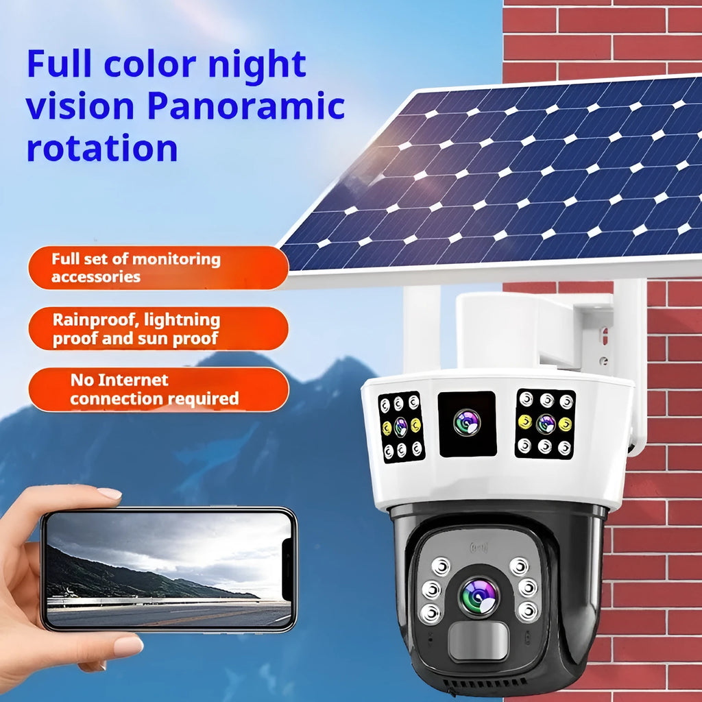 Solar binocular three-screen surveillance camera with dual connectivity options