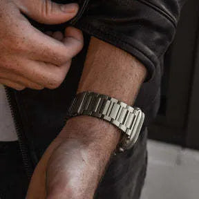 Silver titanium I-shaped watch strap for Apple Watch Ultra 49mm