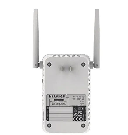 NETGEAR white dual-band WiFi range extender with 1200Mbps speed and gigabit port