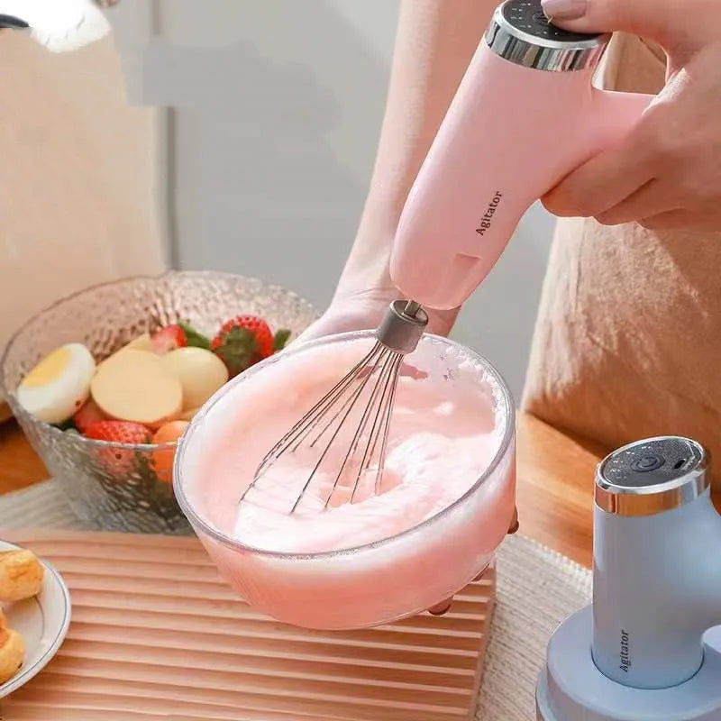 Wireless electric whisk two-in-one blender with cream packer and meat grinder in pink, blue or green