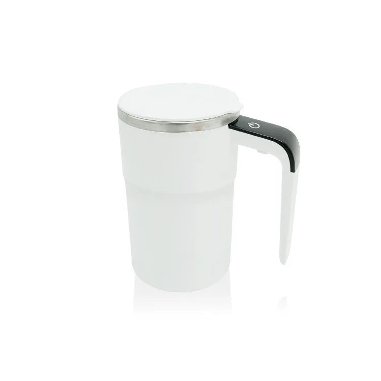 Black or white electric automatic stirring coffee mug with LCD screen and USB charging cable