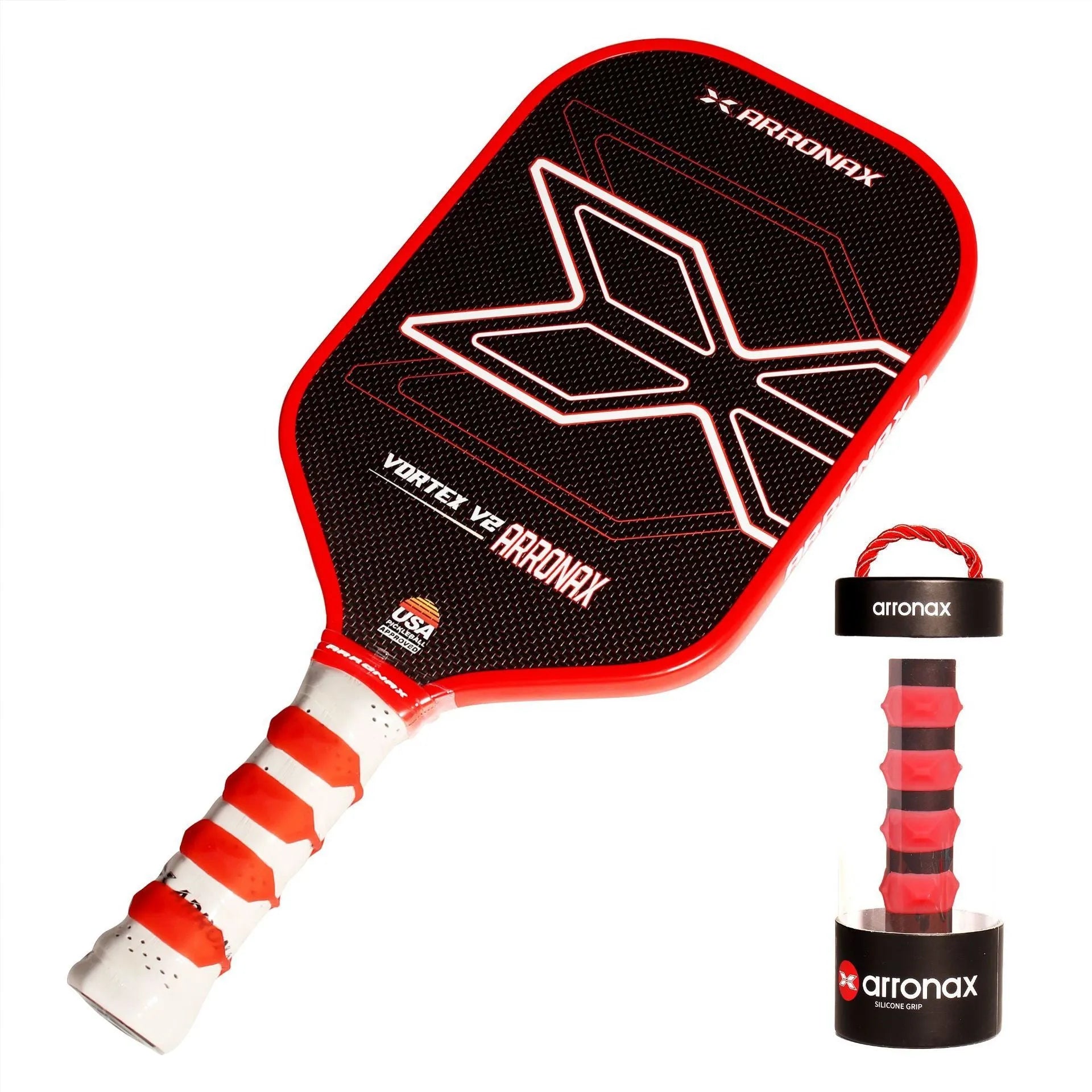 Silicone racquet hand rubber buckle in various colours, shown next to a tennis racket.