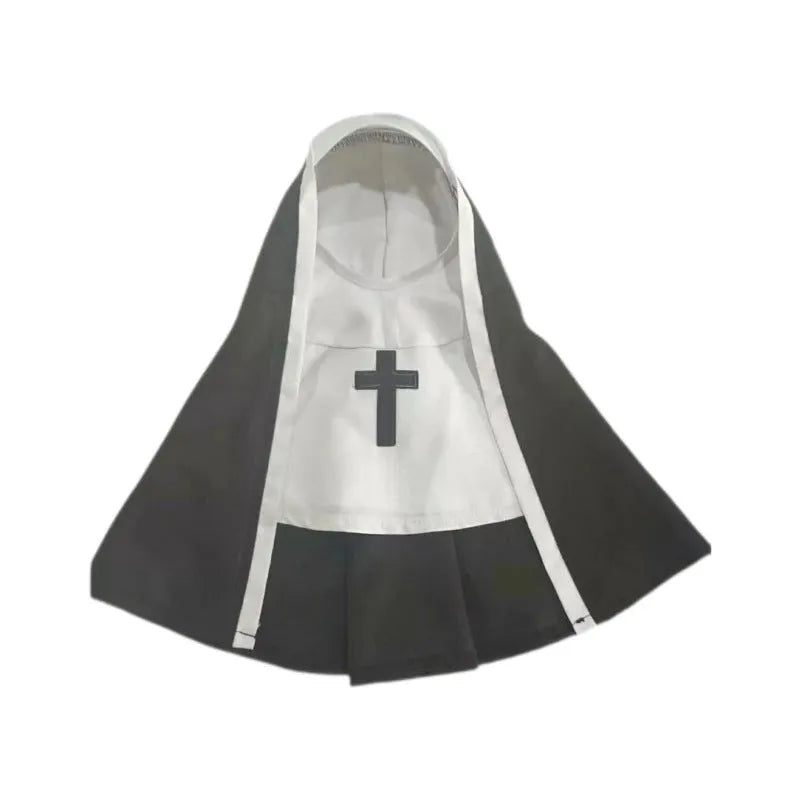 Black and white nun cloak costume on a small dog
