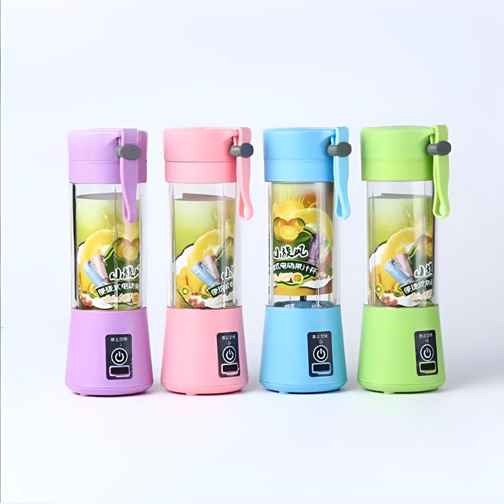 Mini USB electric fruit juicer with stainless steel blade in pink colour