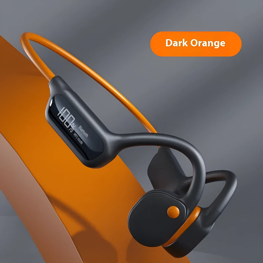 X10 waterproof bone conduction headset in Black and Orange on a white background
