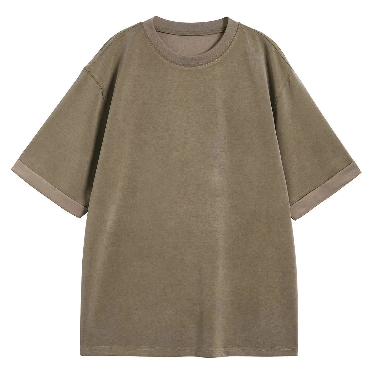 Men's loose drape knit t-shirt in black solid colour with short sleeves casual style