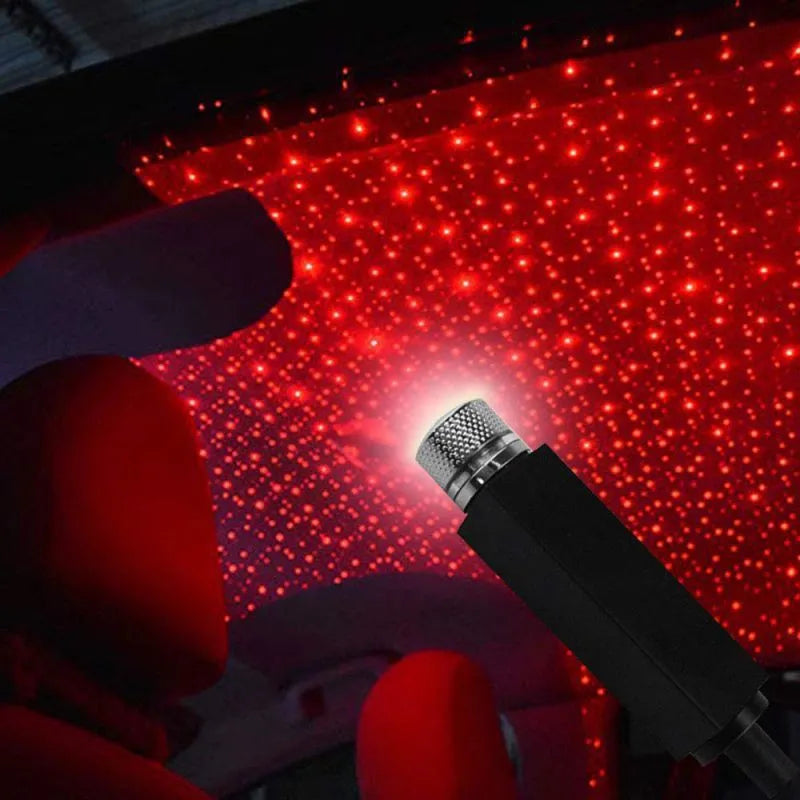 Car gypsophila USB atmosphere light with aluminium alloy body and red or blue LED starry sky projection
