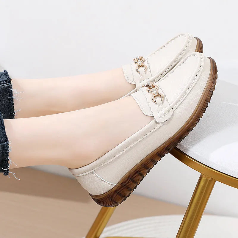 Tendon bottom flats non-slip soft sole round toe low heel 1-3cm women's casual shoes black