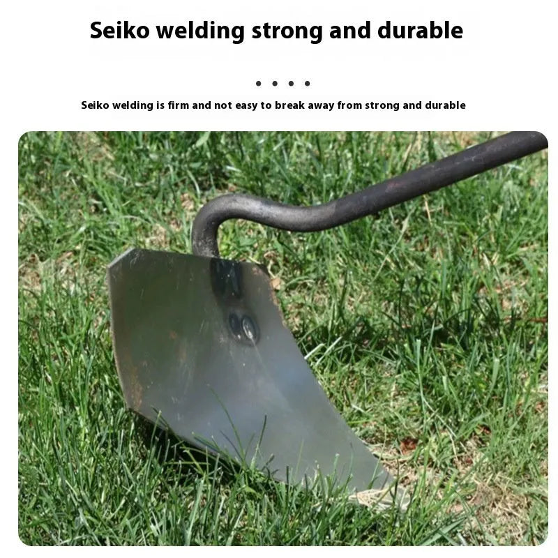 Thickened manganese steel triangle hoe plough with pointed tip for soil loosening and furrow fertilisation