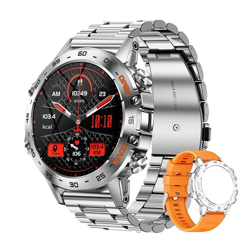 Bluetooth calling smart watch with touch screen displaying health metrics