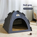 Grey breathable pet tent bed with removable cover for a small dog or cat.
