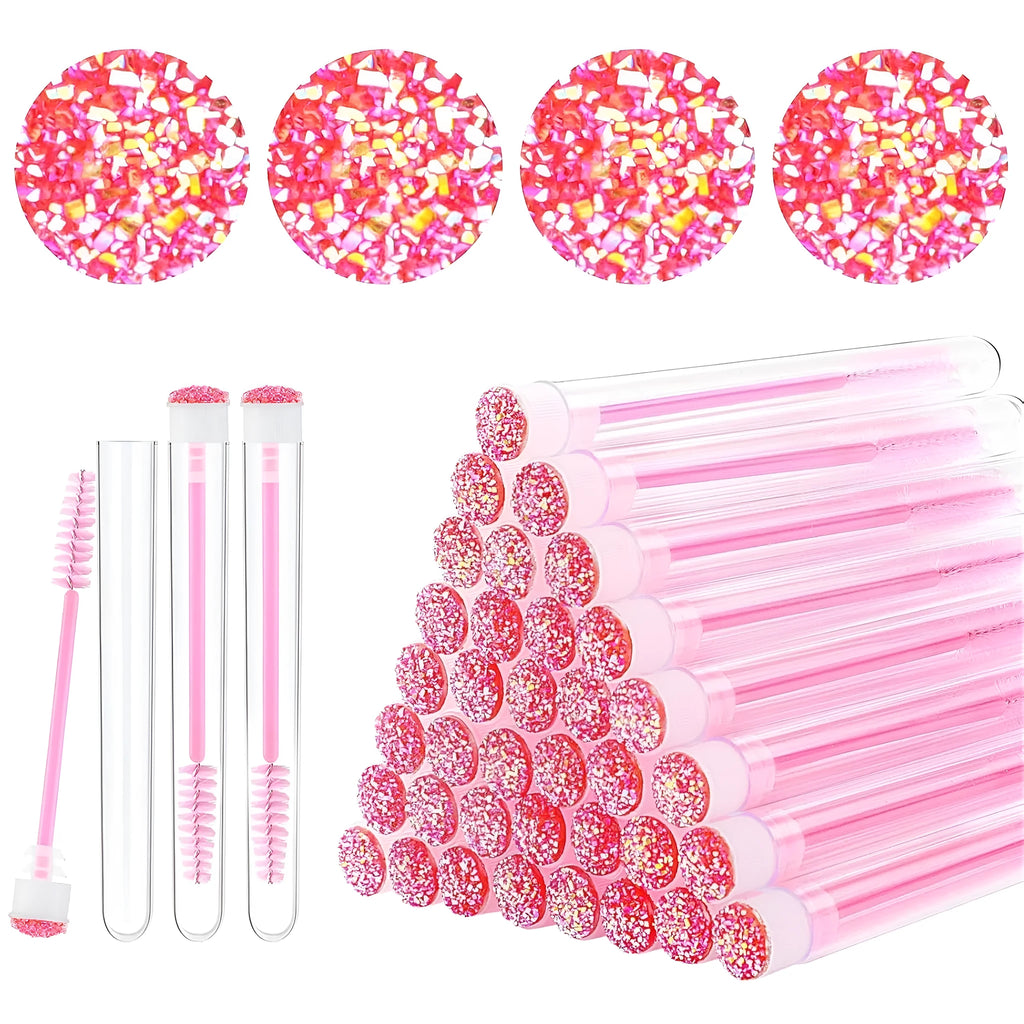 Disposable eyelash brushes with transparent storage tubes in four colours