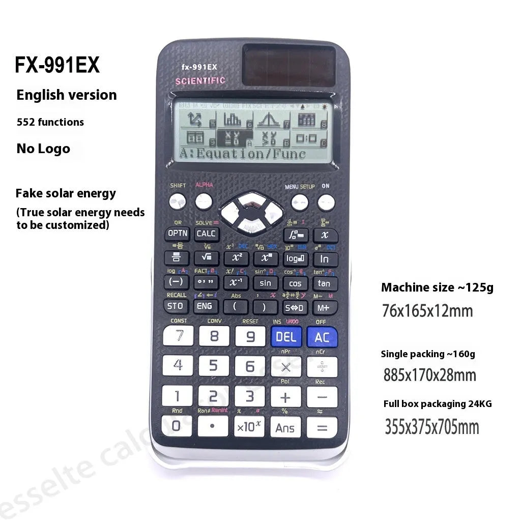Casio 991EX solar-powered scientific calculator in black, blue or pink colours