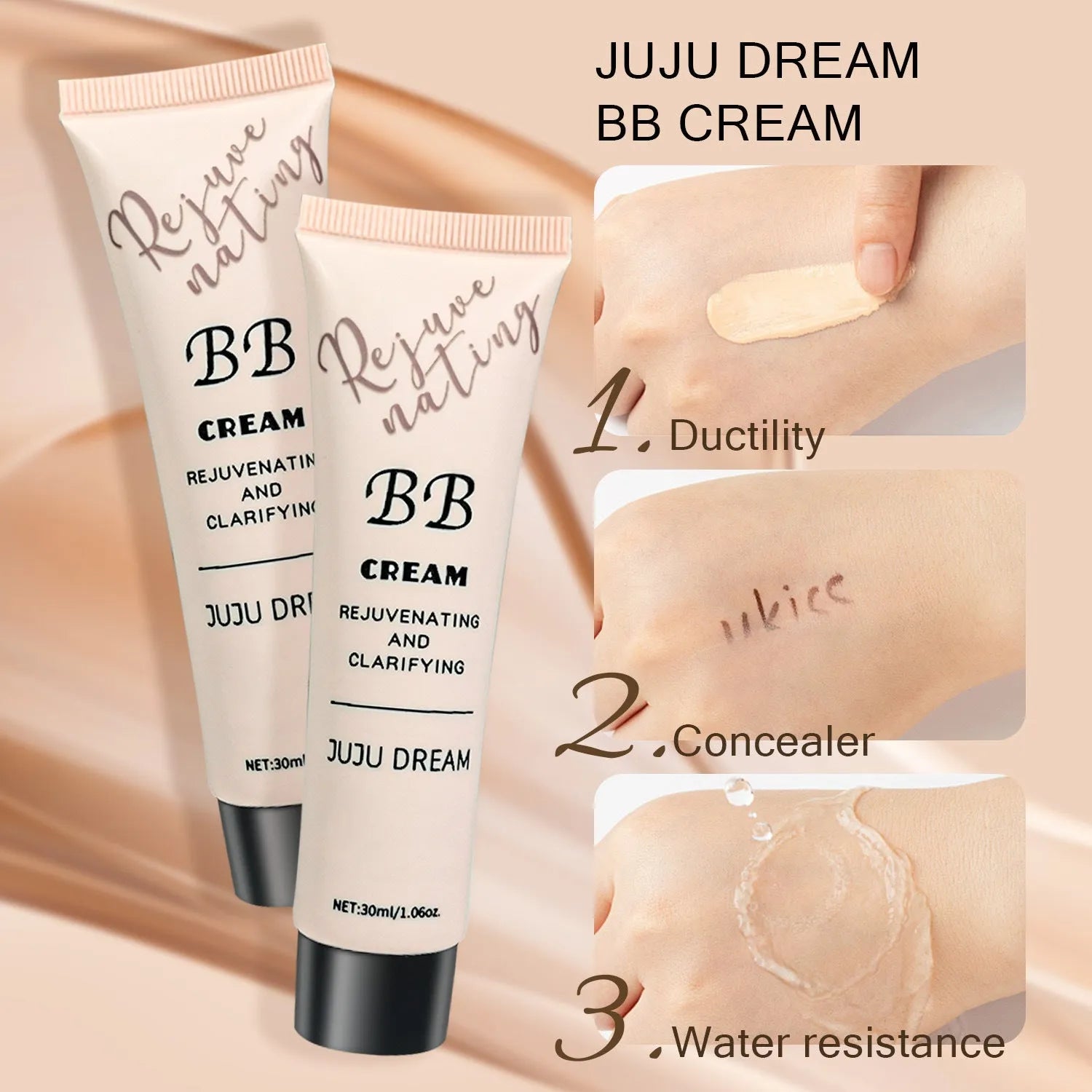 Brightening skin colour waterproof smear-proof BB cream 30ml makeup isolation primer
