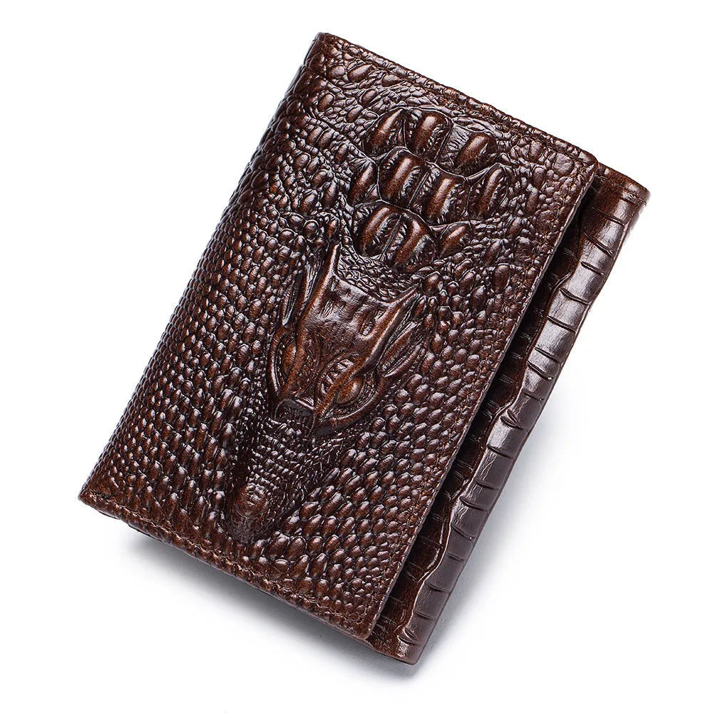Genuine leather men's short wallet with driver's licence slot in solid colour black