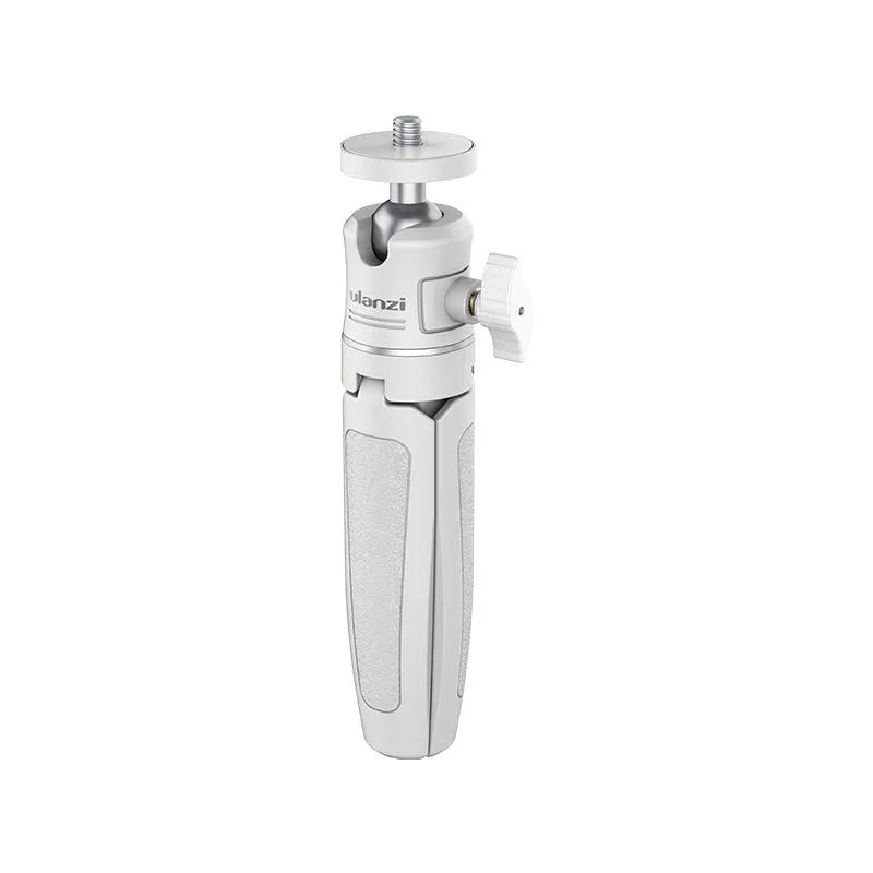 Black red and white aluminium and ABS mini desktop tripod stand for mobile phones.