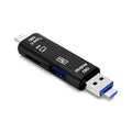 Black and white Type C to Micro USB OTG hub adapter with TF card reader slot