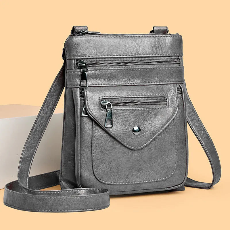 Women's vertical square crossbody mobile phone bag in PU material with shoulder strap