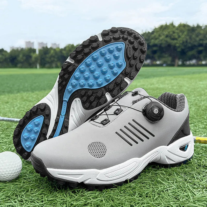 Men's low top rotating shoelace trainers in white, grey or black with mesh inner and rubber sole, sizes 40-46