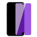 Vivo smartphone with full-screen tempered glass protector showing violet light edge colour.