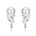 925 silver pearl stud earrings for women in E214 casual temperment wild style