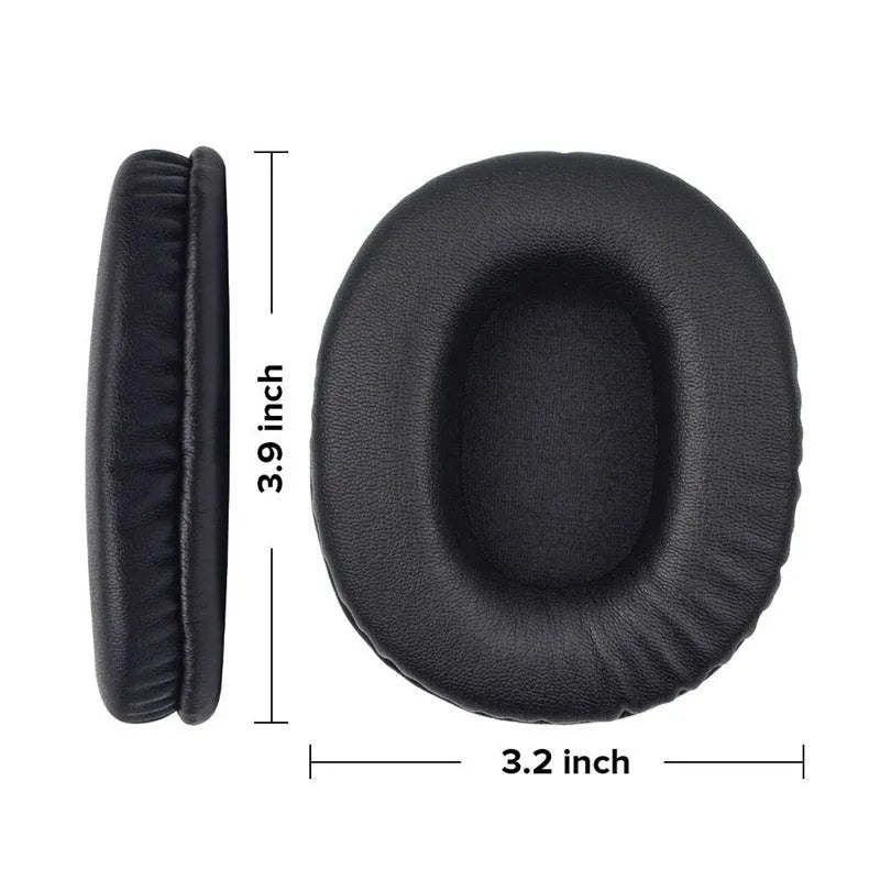 A pair of black PU leather replacement headphone covers for Sony 1R model.