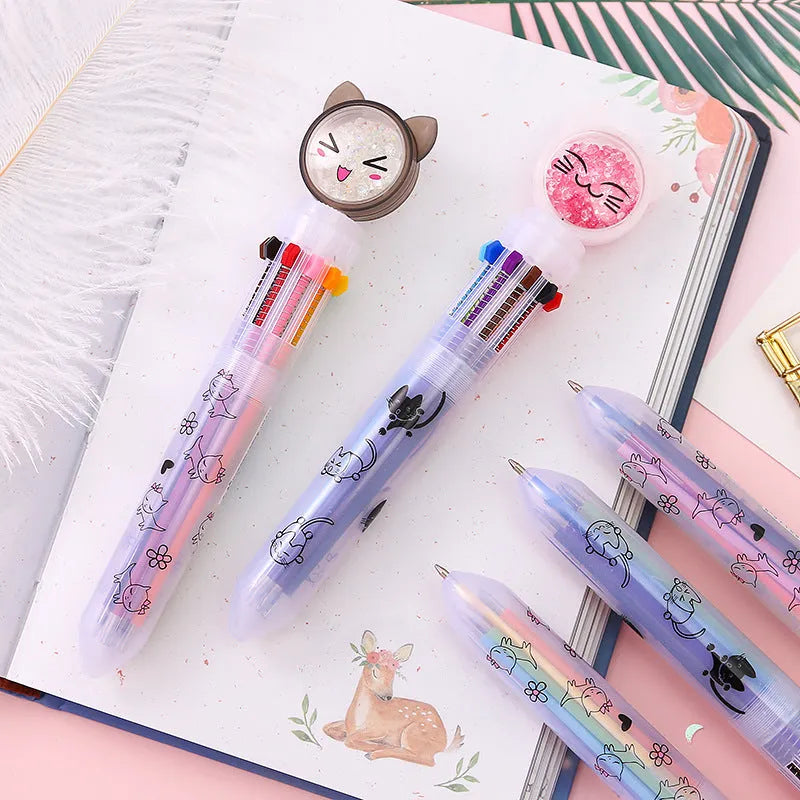 0.5mm automatic pencil with colourful cat design, length 15cm.