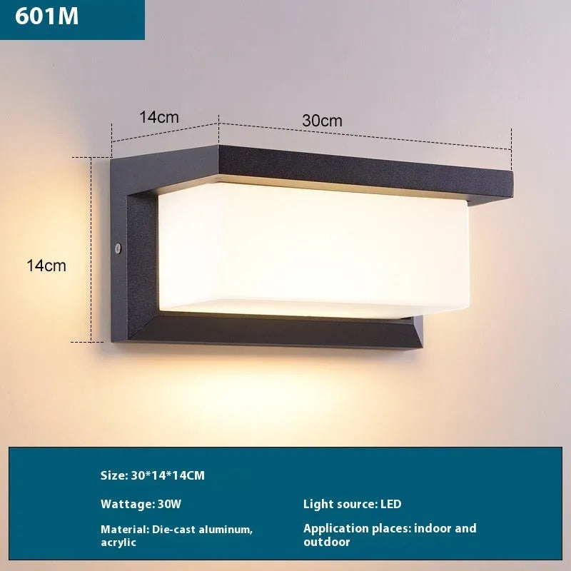 Retro outdoor waterproof square aluminium LED wall light in European style mounted on a wall