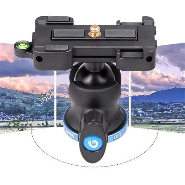 Black plastic and aluminium desktop tripod stand holding a mobile phone.