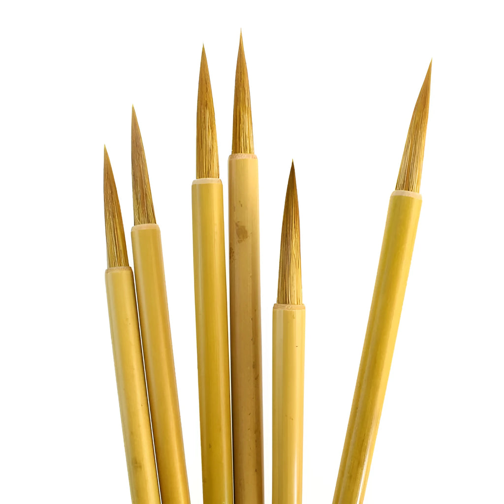 Langhao hook line art calligraphy brush with wolf hair nib in Size S on a white background.