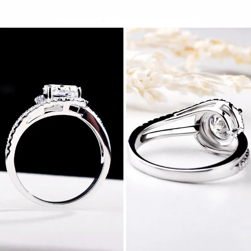 White gold colour copper twist ring with adjustable opening and small diamond accents
