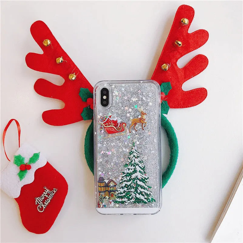 Quicksand shell phone case with camouflage pattern for iPhone and Samsung in various colours