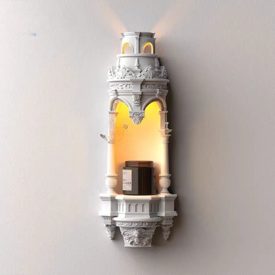 Aromatherapy plaster wall lamp for altar or corridor, gypsum body, warm halogen light, external wax melting version